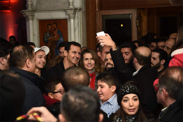 Башар Асад в преддверии Рождества Христова посетил церковь в Дамаске